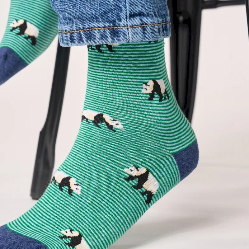 Chaussettes en coton peigné animaux - Panda blanc 41-46