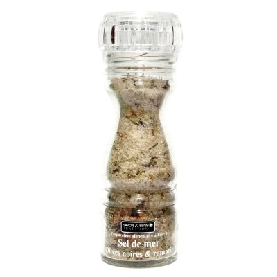 Moulin sel de mer saveur olives noires & romarin