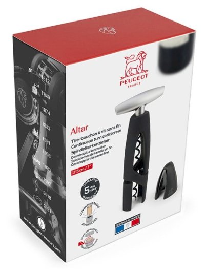 Tire-bouchon à vis sans fin couleur noir avec coupe-capsule 17,5 cm - 7"