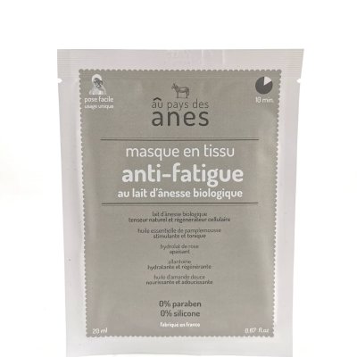 Masque Anti-fatigue en tissu au lait d'ânesse biologique