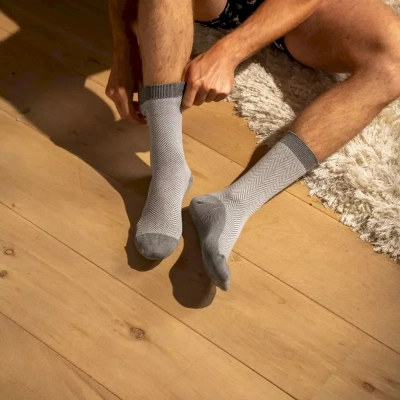 CHAUSSETTES CHEVRONS GALET EN COTON PEIGNÉ CH23 Taille 41-46