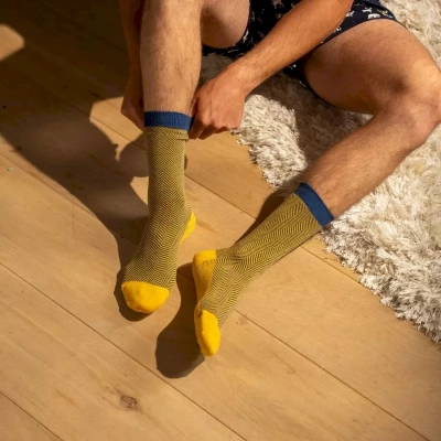 CHAUSSETTES CHEVRONS MAYA EN COTON PEIGNÉ CH26 Taille 41-46