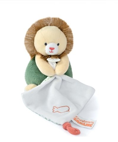 Peluche Lion beige avec doudou mouchoir - 15 cm