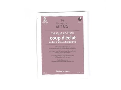 Masque Coup d'éclat en tissu au lait d'ânesse biologique