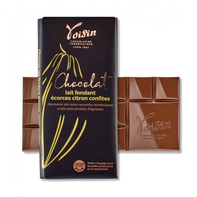 Tablette lait citron écorces confites VOISIN