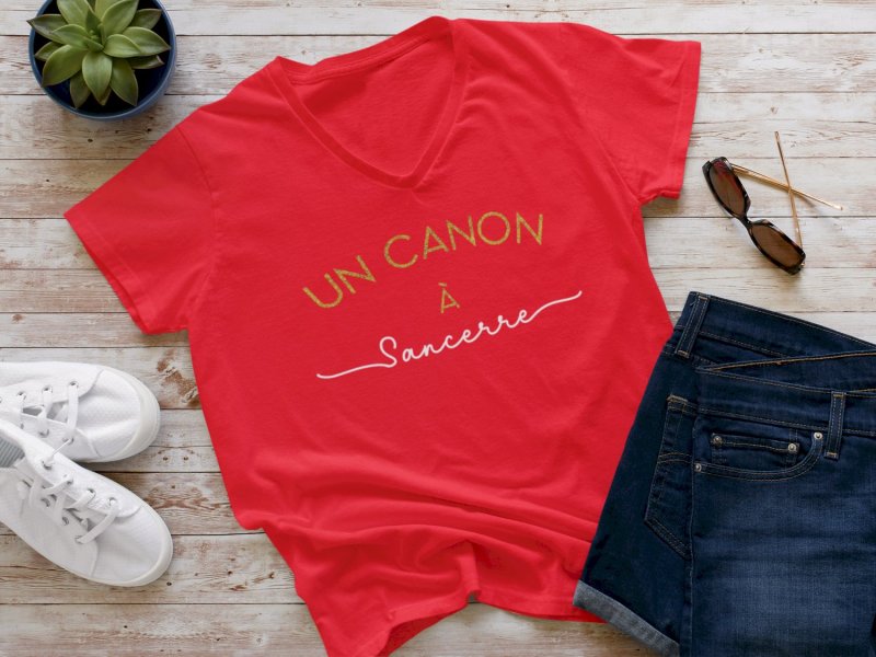 TEE-SHIRT ROUGE FEMME "UN CANON A SANCERRE"