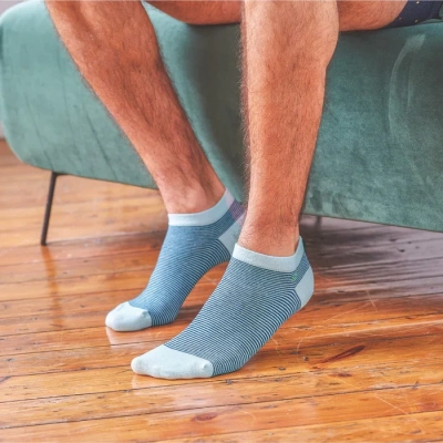 Socquettes en coton peigné A rayures - Bleu marine Taille 41-46