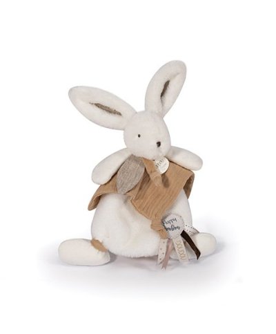 Coffret Doudou plat Lapin beige - Happy Wild - 25 cm