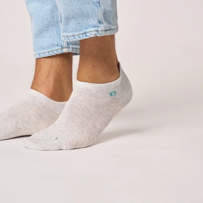 Socquettes en coton peigné unies - Gris clair chiné 41-46