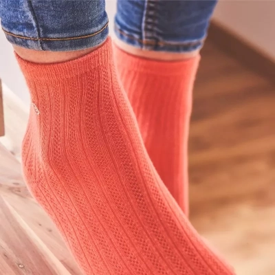 CHAUSSETTES COTON DENTELLES ORANGE TAILLE 37-40