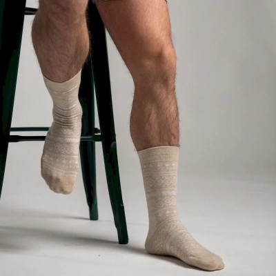 CHAUSSETTES NOËL JACQUARD BEIGE EN COTON PEIGNÉ Taille 41-46