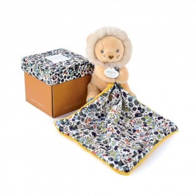 Doudou LION jaune avec mouchoir - BOH'AIME -