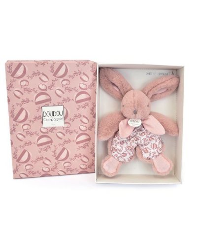 DOUDOU lapin rose- Doudou plat - 18 cm