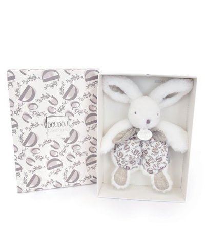 DOUDOU lapin blanc - Doudou plat - 18 cm