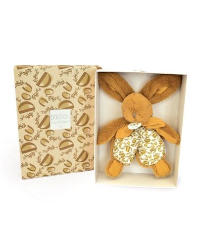 DOUDOU lapin jaune moutarde - Doudou plat -18 cm