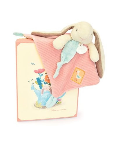 Doudou plat rose - LAPIN CIBOULETTE- 27 cm